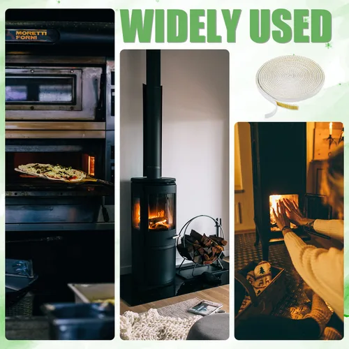 Vista 5 de Cinta de sellado de repuesto para chimenea, 10 pies x 0.4 pulgadas, resistente al calor, autoadhesiva, de fibra de vidrio, junta de sellado