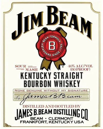 AMERICAN LUXURY GIFTS Jim Beam Bourbon Label – Decoración de pared de whisky vintage para hombre, cueva, bar, cocina, garaje, regalo, 8 x 10