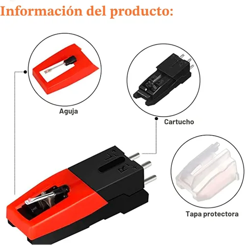 Vista 3 de Aguja para Tocadiscos, 1 unidad de Cartucho para Tocadiscos con 4 piezas de Puntas de Repuesto de Diamante para Crosley, ION, LP, Fonógrafo