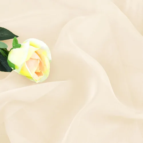 Vista 4 de HUTO Cenefa de gasa suave para ventana, color beige, para habitación de niñas, toldo de cama, 1 panel de 52 x 144 pulgadas de largo