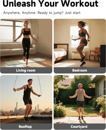 Vista 6 de KINTHEA 2 in 1 Smart Jump Rope with Counter and LED Display, Cordless Jumping Rope with Counter for Women, Men, All Age, Adjustable Skipping Rope