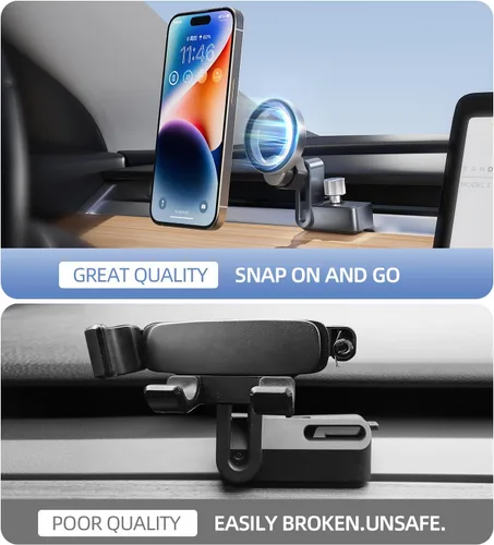 Vista 6 de Ncyetek - Soporte para teléfono Tesla, nunca se cae, soporte para teléfono Tesla Modelo Y 3, accesorios Tesla modelo Y 3, soporte magnético