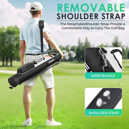 Vista 7 de Findway Bolsa de Golf con Soporte, Bolsa de Golf Pequeña para el Campo de Práctica, Par 3 y Campos Ejecutivos, Bolsa de Transporte Ligera para Palos