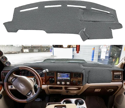 Vista 7 de Yiz Cubierta de Tablero Cubierta de Tablero Alfombrilla Almohadilla Alfombra Ajuste Personalizado para Ford F250 F350 F450 Super Duty 1999 2000 2001