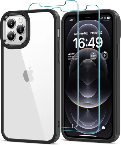 Vista 10 de HOOMIL Funda para iPhone 11 con 2 protectores de pantalla de vidrio templado, no amarillea, protección contra caídas, arañazos, transparente, parte