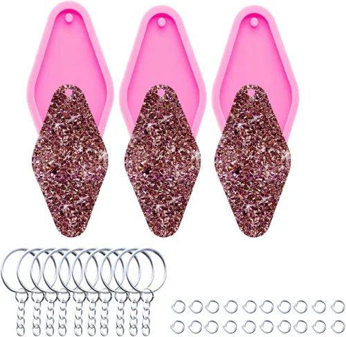 Vista 15 de 3 piezas de moldes de silicona de resina brillante con huella de pata para hacer llaveros DIY, molde de epoxi en forma de corazón con anillo