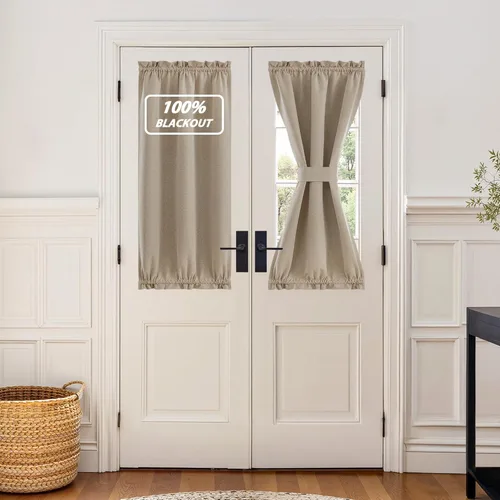Vista 65 de NICETOWN Cortinas de Lino para Puerta Lateral - Cortinas Opacas con Aislamiento Térmico para Puerta Delantera Francesa para Sombra Pequeña