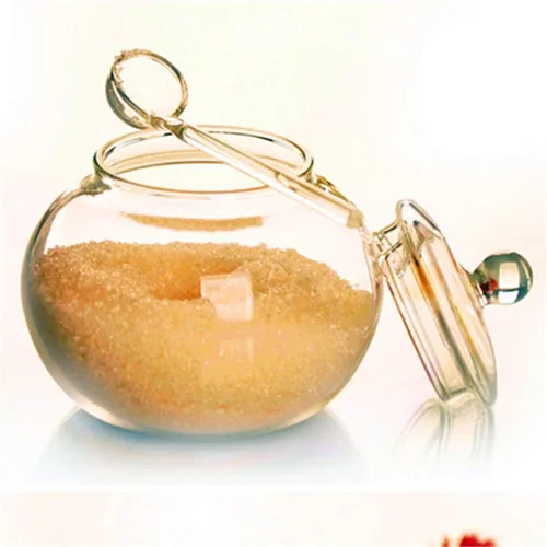 Vista 3 de Hemoton Dispensador de azúcar de vidrio, contenedor de azúcar con tapa y cuchara, tarros transparentes para especias para cocina (13.2 fl oz)