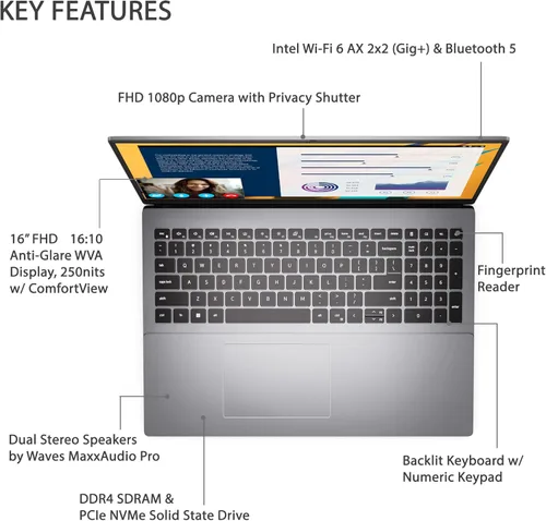 Vista 3 de DELL Vostro 5620 - Laptop empresarial, pantalla FHD de 16 pulgadas, Intel Core i7-1260P de 12ª generación, 32 GB de RAM, SSD de 1 TB, cámara web