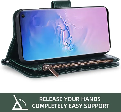 Vista 4 de Asuwish Funda de teléfono para Samsung Galaxy S10 con protector de pantalla de vidrio templado y tarjetero de cuero con diseño de flores, ranura