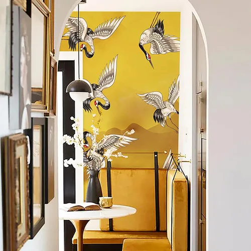 Vista 7 de Mural de pared chinoiserie pelar y pegar, papel tapiz autoadhesivo de vinilo texturizado de cuero para dormitorio, sala de estar, decoración