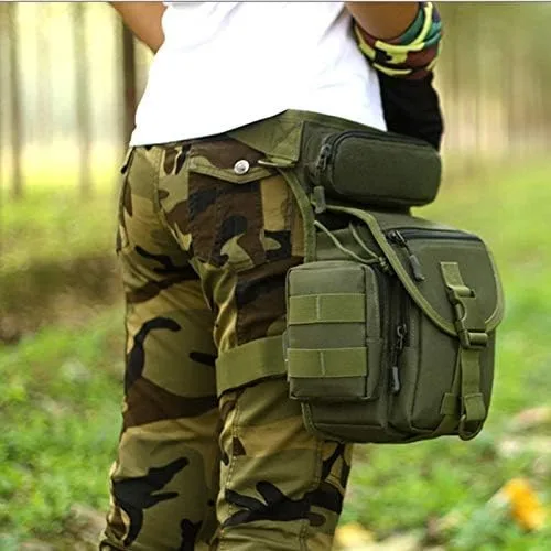 Vista 2 de Bolsas de escalada Bolsa táctica de nailon impermeable para pierna caída, sistema Molle, herramienta de caza, cinturón para el muslo, bolsa