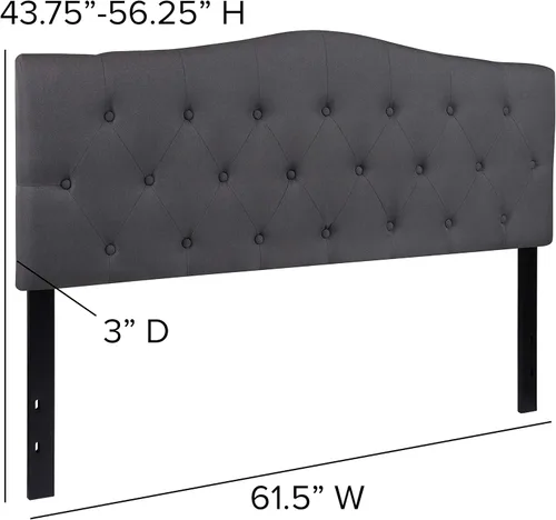 Vista 65 de BizChair Cabecero tapizado capitoné tamaño individual en tela blanca