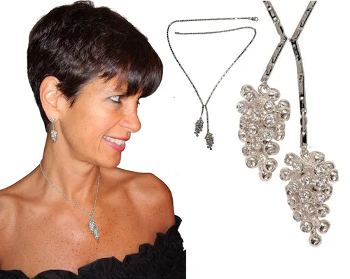 Vista 3 de Grapes Lariat Style Necklace 18K Gold, 14K Gold, Sterling Silver, Diamonds, CZs, or customized for you.