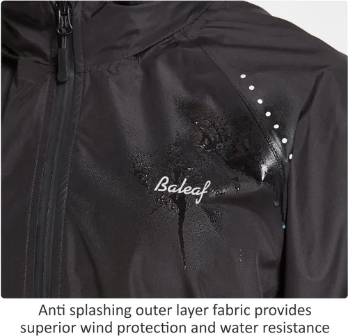 Vista 4 de BALEAF Chaquetas impermeables para mujer, cortavientos resistentes al viento, para correr, ligeras, reflectantes, plegables, con capucha