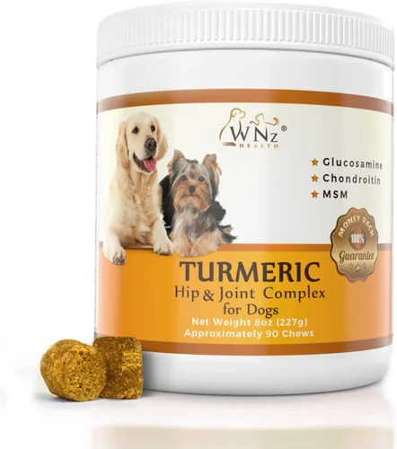 Masticables de cúrcuma para cadera y articulaciones para perros, masticables para apoyo de movilidad, salud del cartílago y alivio del dolor en las