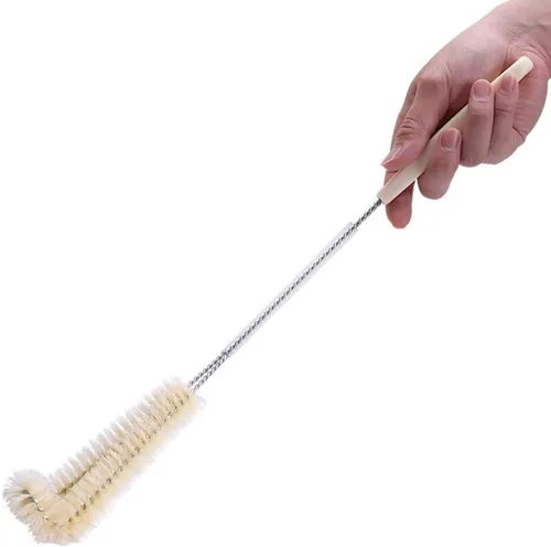 Vista 3 de Limpiador de cepillo de limpieza de botellas de mango largo de 16.5 pulgadas con cerdas suaves de jabalí, biberones, fregador, cepillos limpios