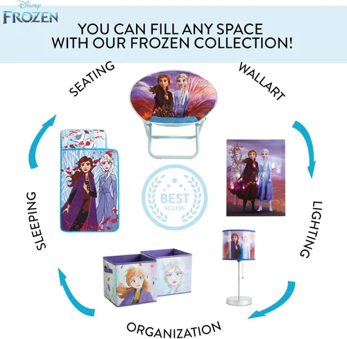 Vista 2 de Idea Nuova - Lámpara de mesa con pantalla de felpa Anna y Elsa de Disney Frozen 2, azul