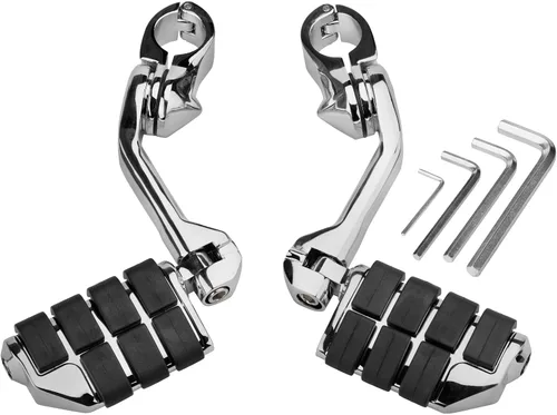 Vista 13 de Estriberas de carretera en ángulo de 1.25 pulgadas de largo para motocicleta, reposapiés ajustables con abrazaderas kit de soportes compatible