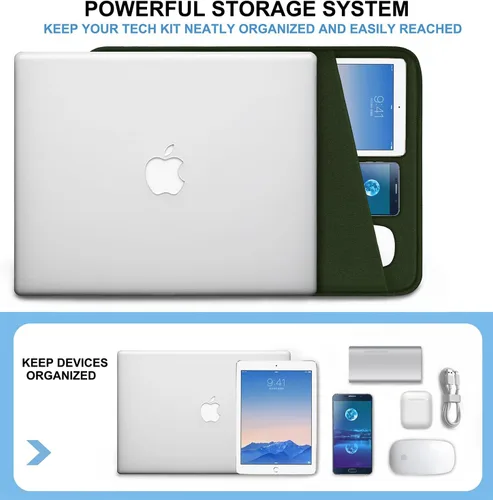 Vista 2 de Funda para laptop de 13.3 pulgadas, a prueba de golpes, funda protectora para computadora con bolsillo para accesorios, bolsa para laptop compatible