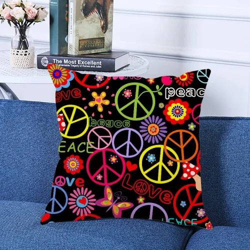 Vista 2 de Fundas de almohada cuadradas decorativas con signo de paz para sofá cama, fundas de cojín de 18 x 18 pulgadas