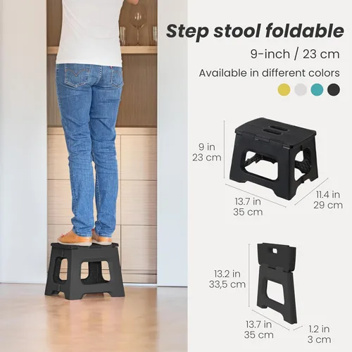 Vista 20 de Vigar Taburete compacto plegable, taburetes de 10-1/2 pulgadas para adultos de hasta 330 libras, taburete ligero, taburete plegable antideslizante