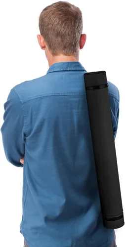 Vista 7 de JJRING Tubo para Póster Negro, Tubo de Almacenamiento de Póster Extensible de 25" a 40" con Correa de Transporte, Estuche para Llevar Pósteres