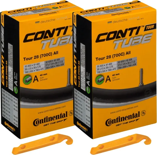 Continental Tour 28 - Válvula Schrader de 1.575 in (700x32-47), paquete de 2 con palancas