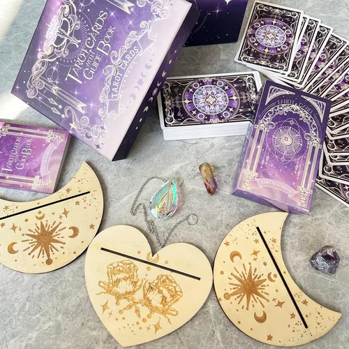 Vista 8 de 78 cartas de tarot con libro guía – Juego de regalo de baraja de tarot con tela de tarot, piedras de chakra y bolsa de tarot, cartas de tarot