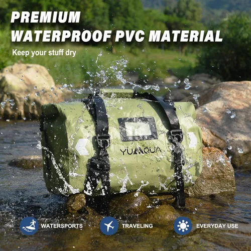 Vista 2 de YUMQUA Waterproof Duffel Bag, Motorcycle Duffle Bag, Heavy Duty Roll Top Large Dry Bags Waterproof with Durable Straps & Handle for Travel Outdoor