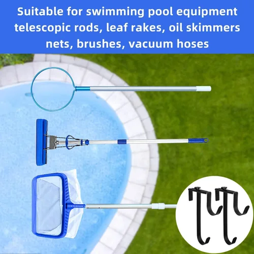 Vista 6 de PURPLE STAR 1N 2 ganchos dobles para valla de piscina para equipos de piscina, colgador ajustable para poste de piscina, ganchos de piscina