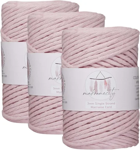 Vista 132 de Makromecity, Cordón de macramé de un solo hilo de 3 mm x 100 yardas (300 pies) de 3 mm de cordón de algodón azul bebé para arte y manualidades