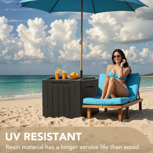 Vista 6 de Devoko - Caja de almacenamiento de 30 galones para terraza, resina impermeable, para exteriores y patio, banco con cerradura para herramientas
