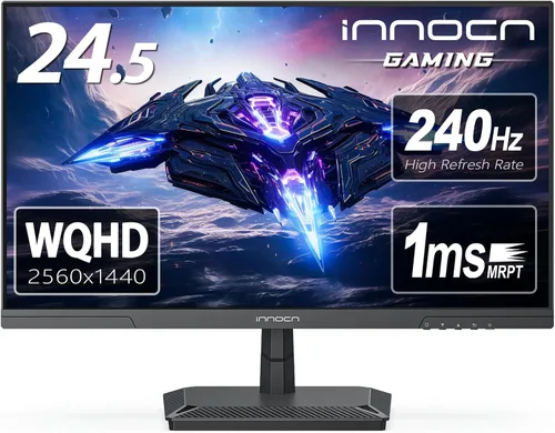 INNOCN Monitor de juegos de 24.5 pulgadas 1440P 240Hz QHD 2K para PC de escritorio con pantalla rápida IPS HDMI 2.1 Display, DisplayPort, altavoz
