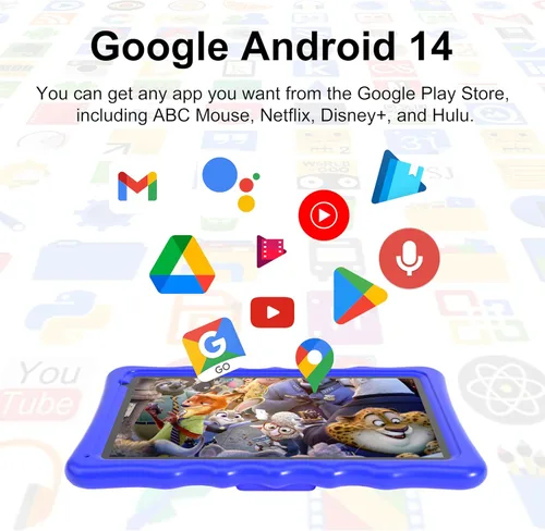 Vista 3 de BYYBUO Tablet para niños, tablet de 10.1 pulgadas Android 13 para niños, 2 GB RAM 64 GB ROM 5000 mAh batería, tabletas para niños pequeños