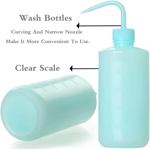 Vista 10 de 2 botellas de lavado de tatuajes de 8.5 fl oz Botella de agua de 8 oz para riego de suculentas y limpieza médica, negro y azul
