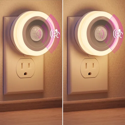 Briignite Luz nocturna con sensor de movimiento, luces nocturnas enchufables a la pared, luz nocturna de activación de movimiento de Blanco cálido
