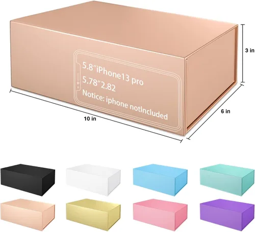 Vista 2 de Caja de regalo de 10 x 6 x 3 pulgadas con tapa de cierre magnético, caja de regalo para regalos, cajas de regalo de dama de honor, bonita caja