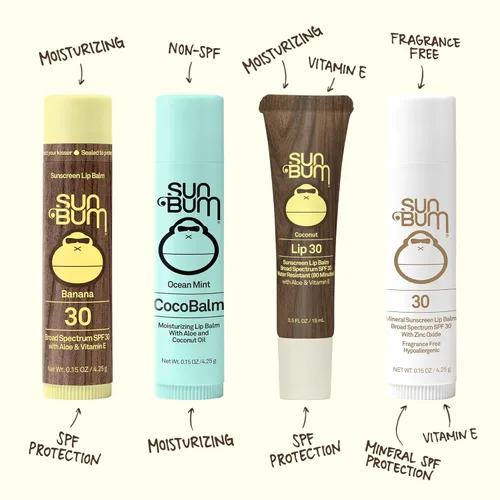 Vista 4 de Sun Bum Bálsamo labial de granada con protección solar SPF 30, aloe vera hidratante y vitamina E, vegano y libre de crueldad, protección labial