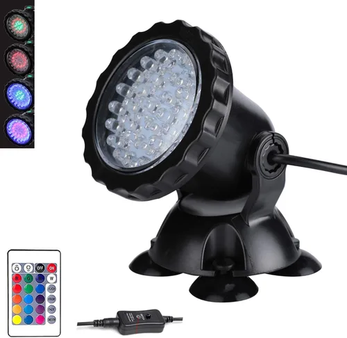 Vista 12 de Luces LED de estanque bajo el agua, luces de fuente impermeables LED sumergibles, luces de paisaje que cambian de color con control remoto, 36