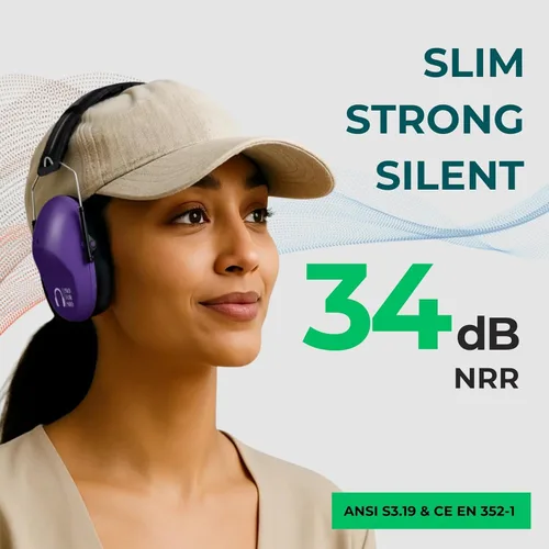 Vista 2 de Pro For Sho 34dB NRR - Orejeras de protección auditiva, NRR más alta en diseño compacto, protección auditiva para disparar, cortar y trabajar