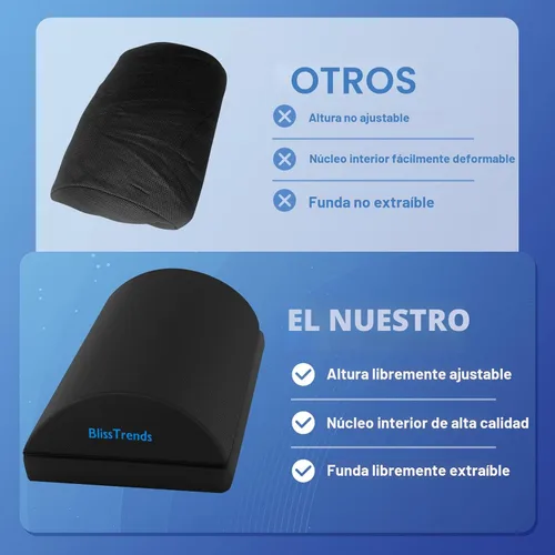 Vista 5 de BlissTrends Reposapiés para debajo del escritorio en el trabajo - Taburete versátil con cubierta lavable - Reposapiés cómodo con 2 alturas
