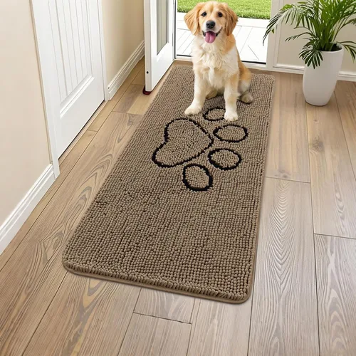 Vista 216 de Smiry Tapete para puerta de perro para patas fangosas, absorbente que atrapa la suciedad, antideslizante, de secado rápido, lavable, tapete