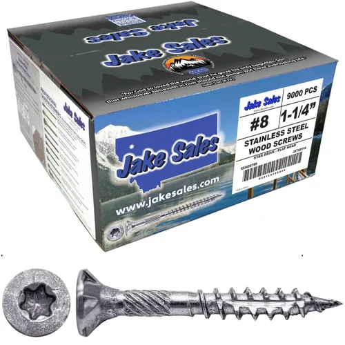 Vista 34 de 8 x 1 revestimiento exterior recubierto de bronce, tornillo de madera multiusos compatible con ACQ, cabeza plana Torx/Star Drive de 1 libra, 288