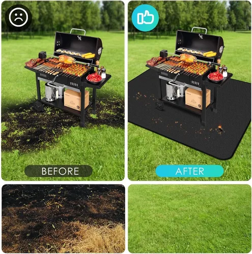 Vista 6 de EC Technology Under Grill Mat EC TECH, tapete de parrilla de 60 x 48 pulgadas debajo del escritorio, tapetes ignífugos de doble cara a prueba