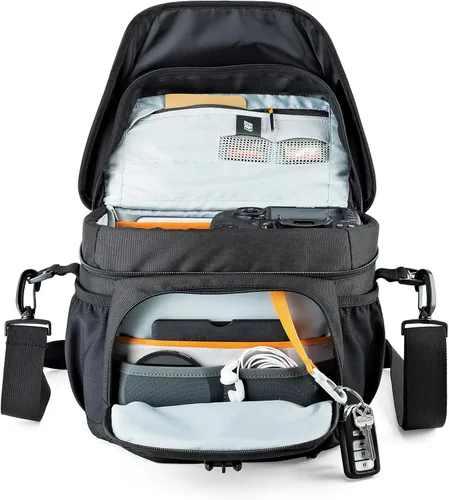 Vista 5 de Lowepro LP37123, Nova 180 AW II - Bolsa para cámara, impermeable, personalizable, se adapta a Pro-Depth DSLR con lente, dron compacto, 3-4 lentes