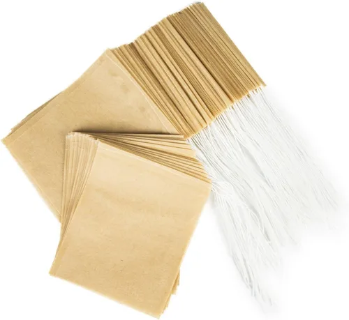 Vista 8 de BetyBedy bolsas desechables para filtrar té, de material seguro y natural, capacidad para 1 taza, set de 100 unidades., Blanco