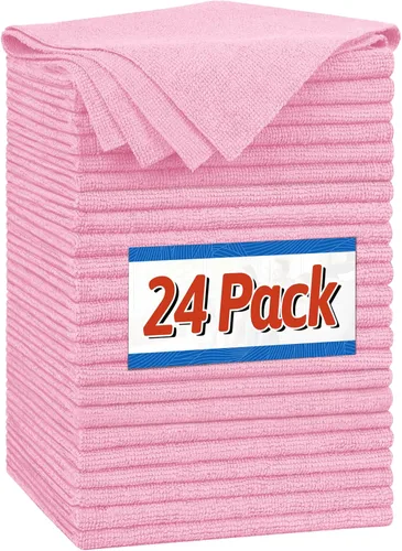 Vista 21 de FIXSMITH Paño de Limpieza de Microfibra - Paquete de 48, Toallas de Limpieza Multifuncionales, Tamaño: 12 x 16 pulgadas, Trapos de Limpieza