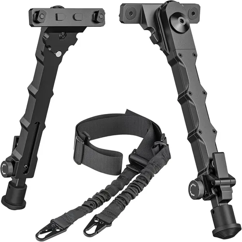 CVLIFE Bípode de rifle de 7.5 a 9 pulgadas compatible con bípode de riel M con eslinga de rifle de dos puntos para rifle, ajustable, plegable, se