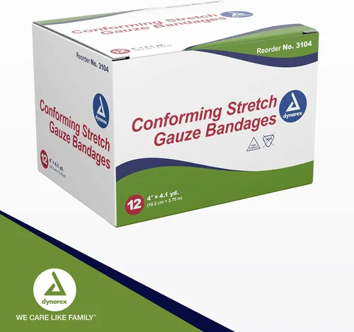 Vista 7 de Vendaje en rollo Dynarex, venda elástica no estéril, 4 pulgadas x 4.1 yardas, 12